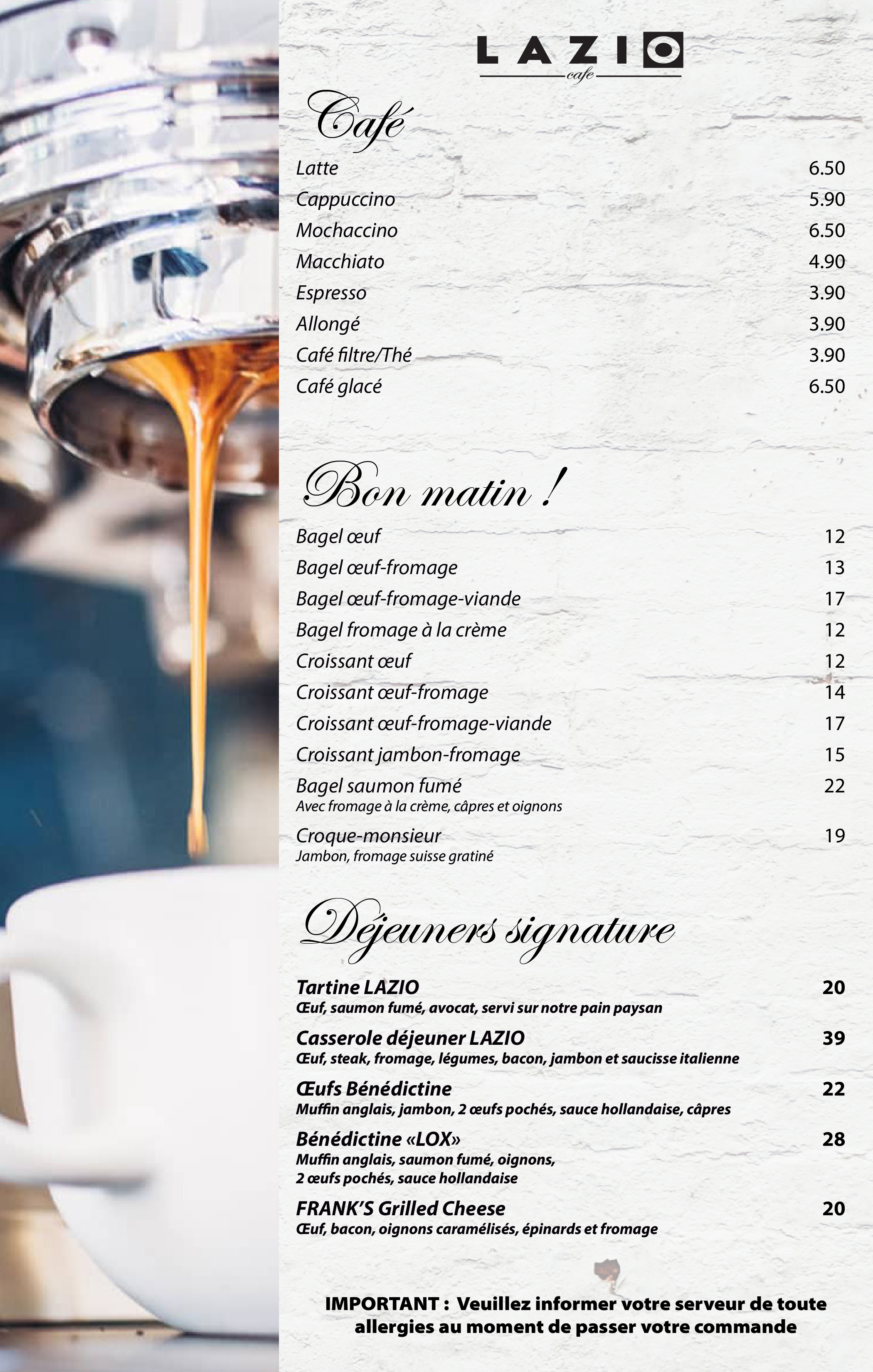 breakfast menu