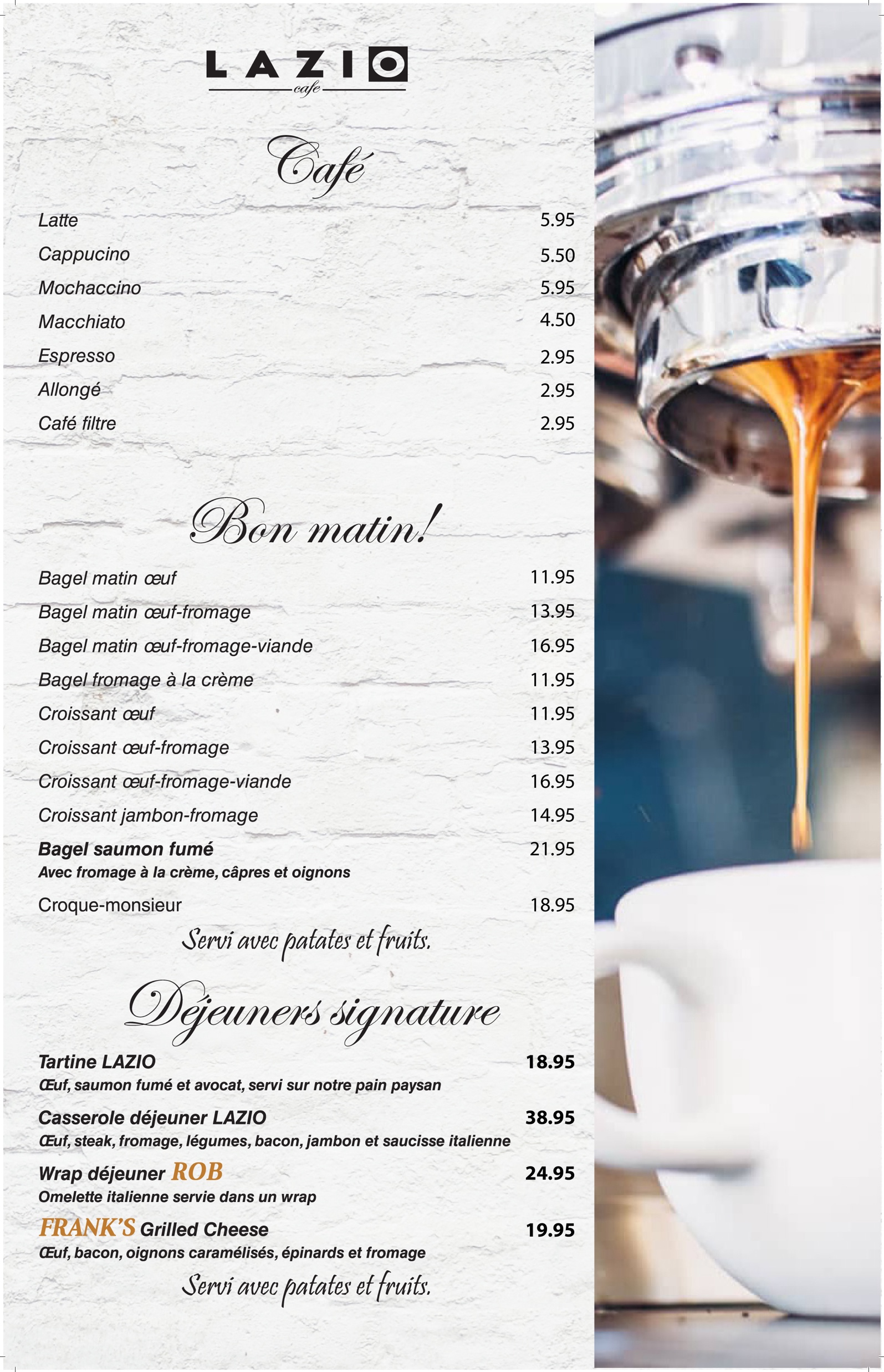 breakfast menu