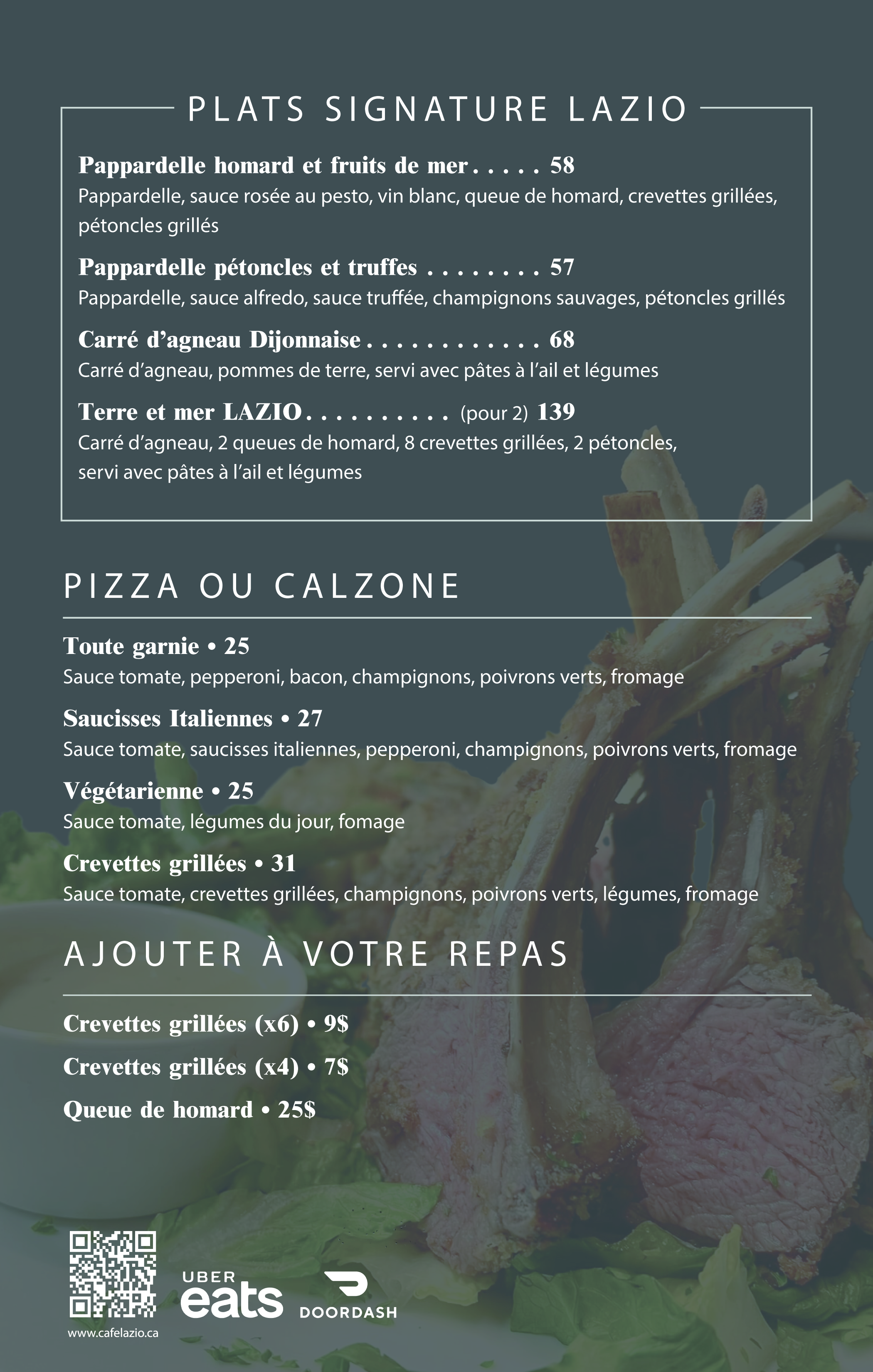 dinner menu